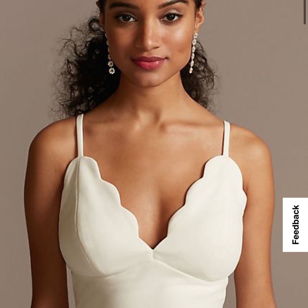 Scalloped V-Neck Dress with High Low Hem